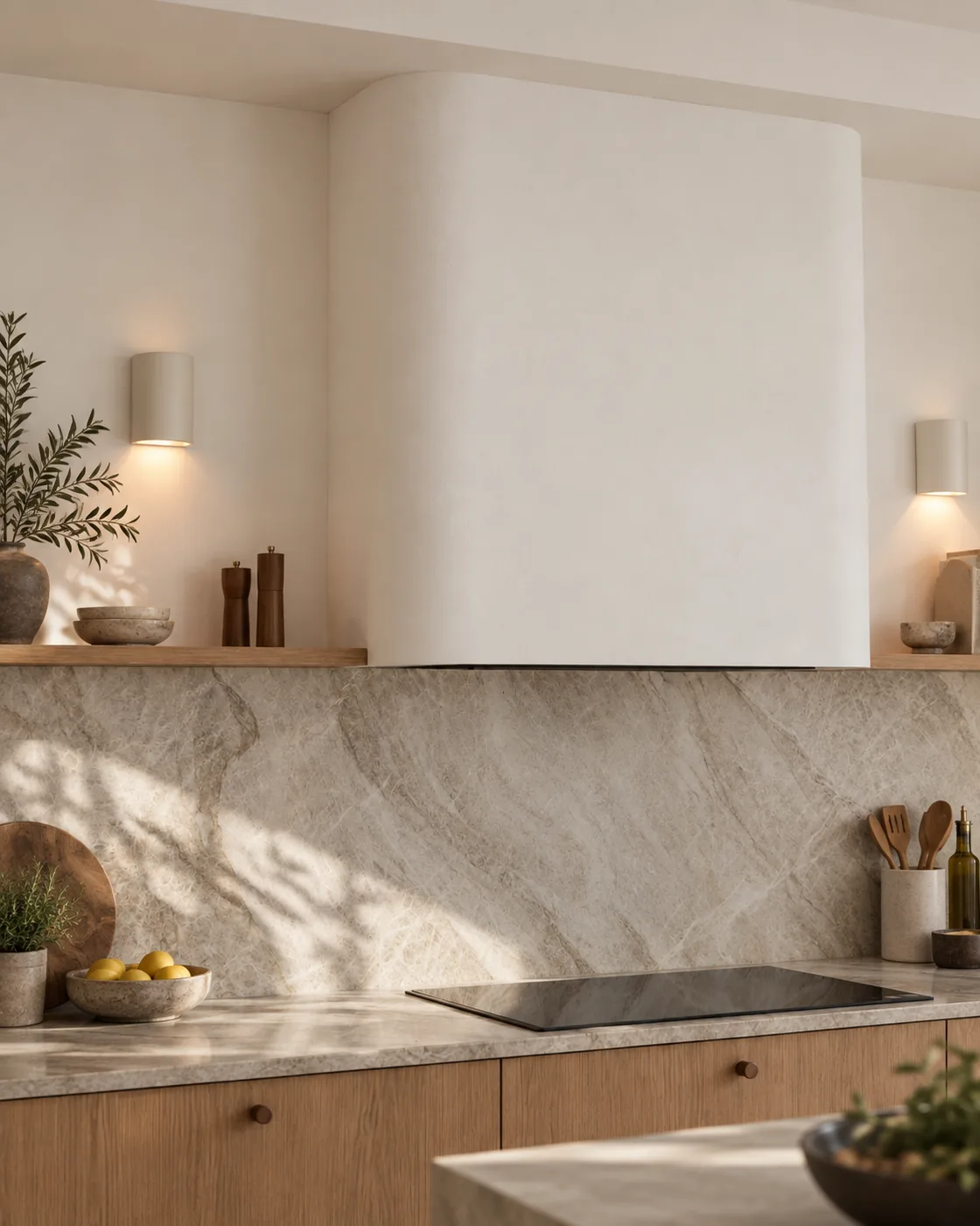 Microcement kitchen sculptural hood by Artelime