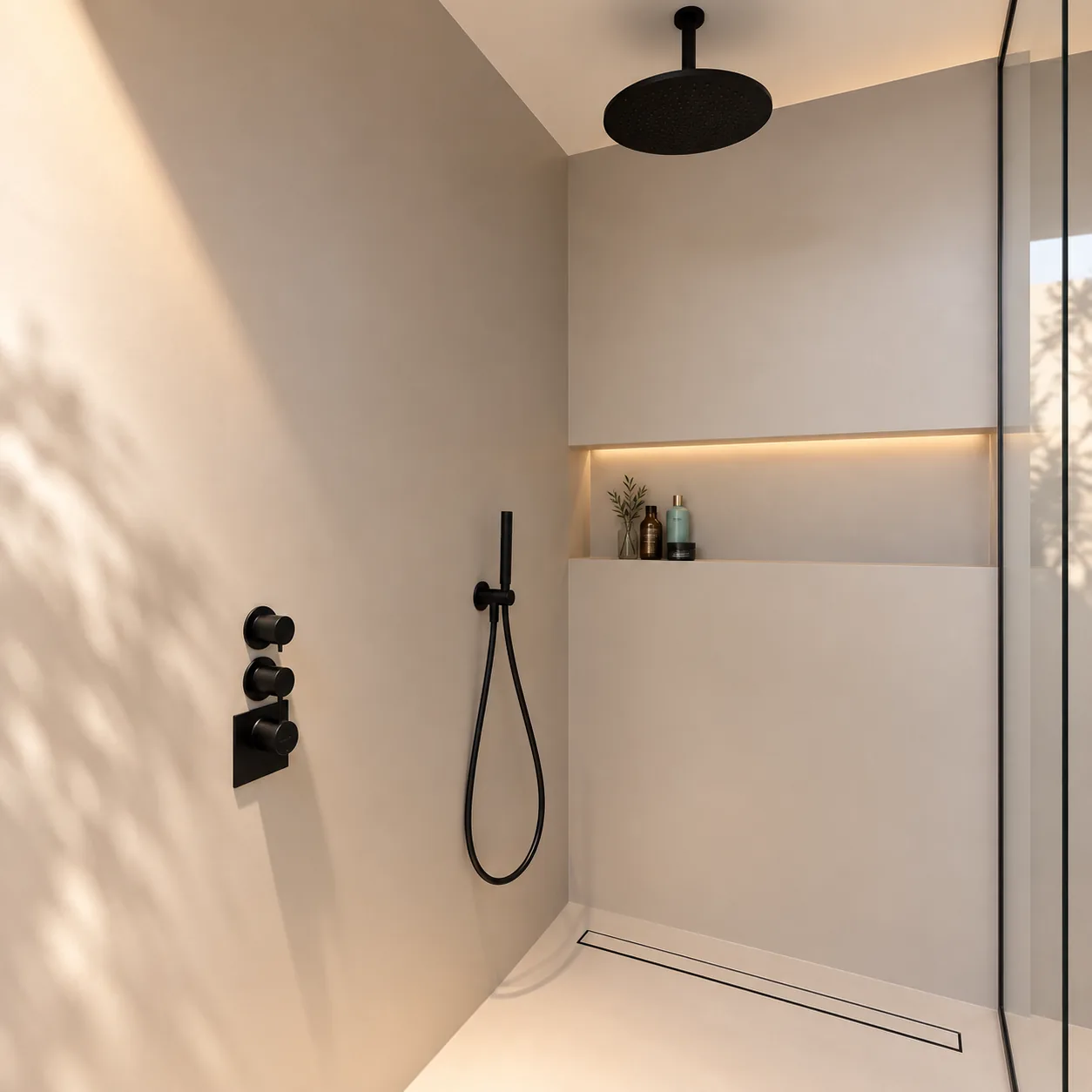 Microcement spa shower wet room by Artelime