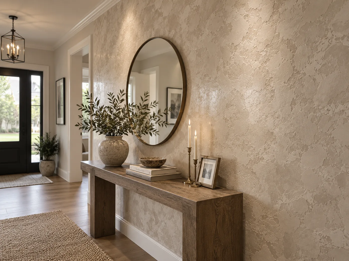 Venetian plaster foyer textured wall by Artelime